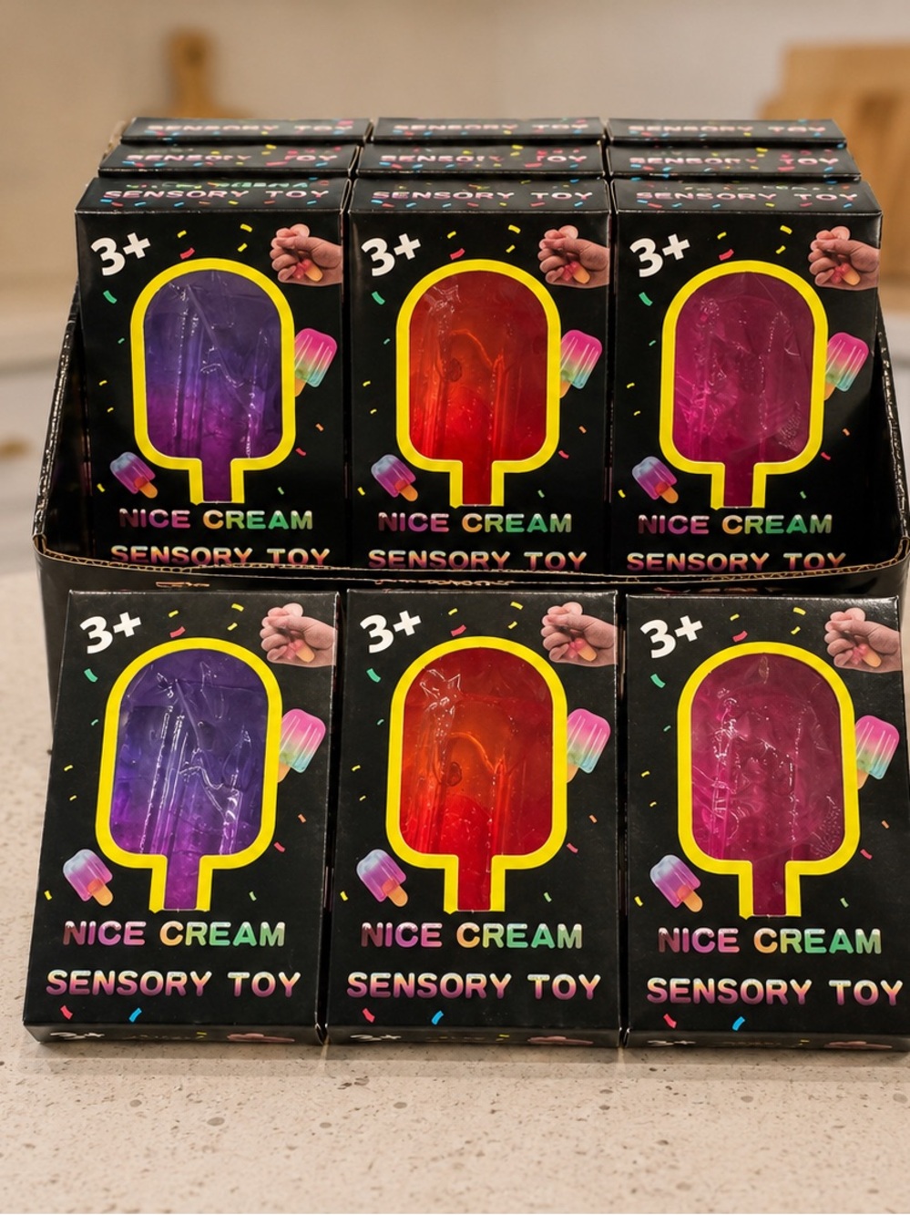 Nice Cream Sensory Toy Bundle – Set of 3 Popsicle Squishy Fidget Toys